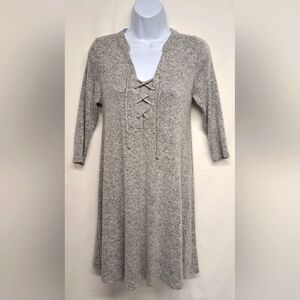 Alya S Stretch Knit Pullover Dress Just Above The Knee Super Soft 3/ Sleeve